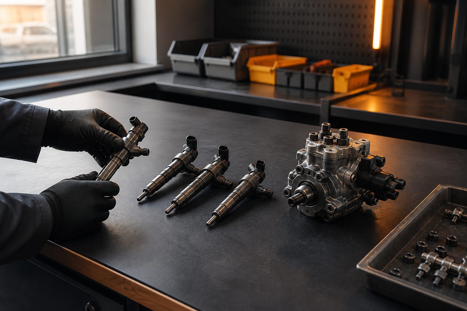 Dieselteile bei der Prüfung in unserer Werkstatt